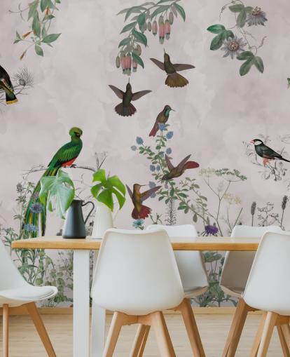 birds and plants wallpaper