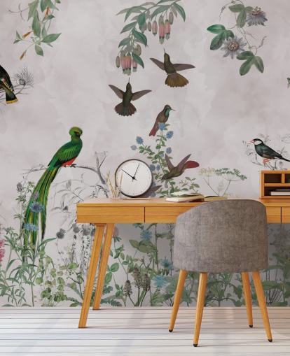 birds and plants wallpaper