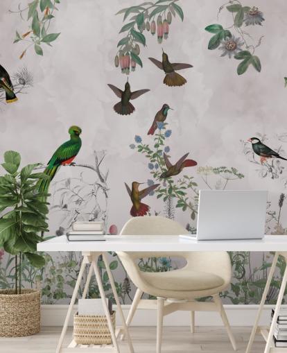 birds and plants wallpaper