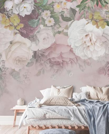 pink and off-white flowers wallpaper