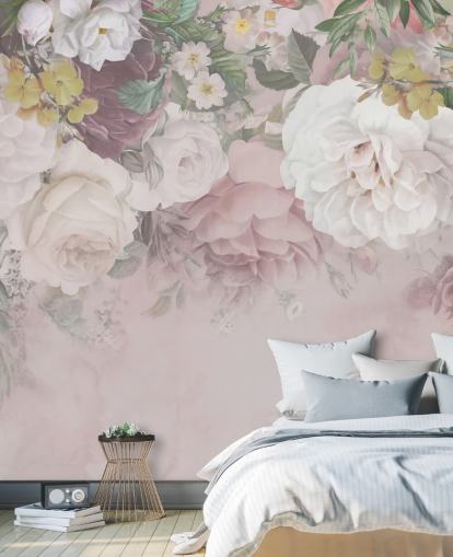 rosa og off-white blomster tapet