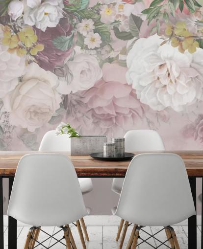 pink and off-white flowers wallpaper