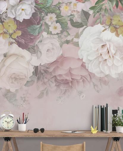 pink and off-white flowers wallpaper