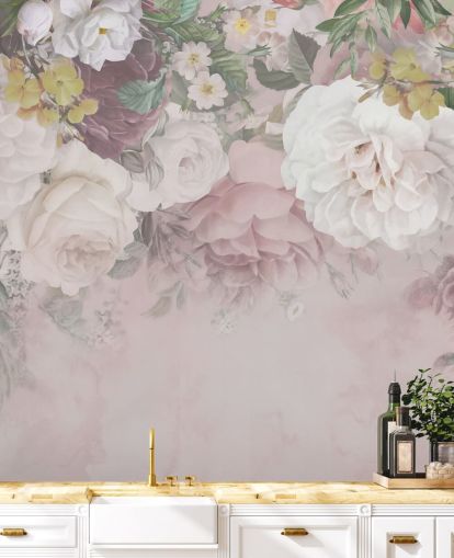 pink and off-white flowers wallpaper