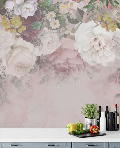 rosa och benvita blommor tapeter