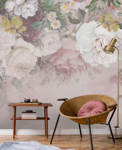 pink and off-white flowers wallpaper