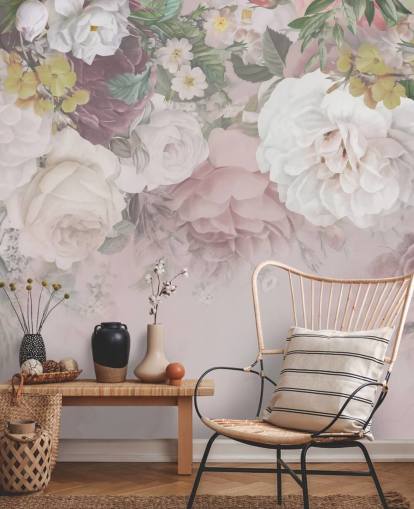 papel de parede flores rosa e esbranquiçado papel de parede flores rosa e esbranquiçado