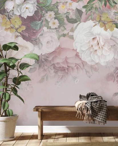 pink and off-white flowers wallpaper