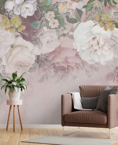 pink og off-white blomster tapet