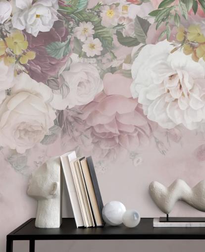 papel de parede flores rosa e esbranquiçado papel de parede flores rosa e esbranquiçado