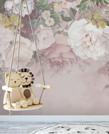 pink og off-white blomster tapet