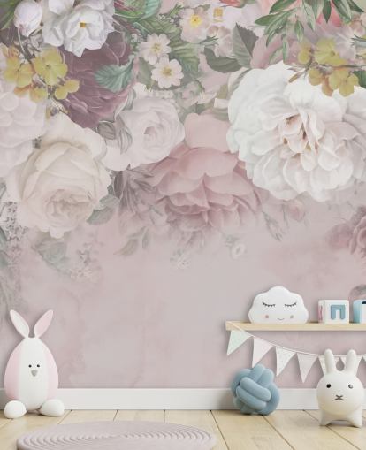 papier peint fleurs roses et blanc cassé papier peint fleurs roses et blanc cassé