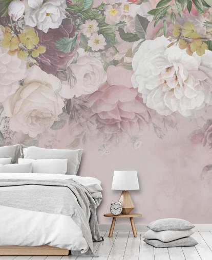 pink og off-white blomster tapet