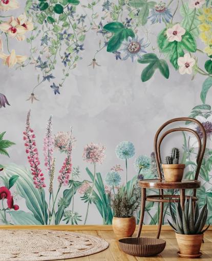 wilde bloemen in een frame behang