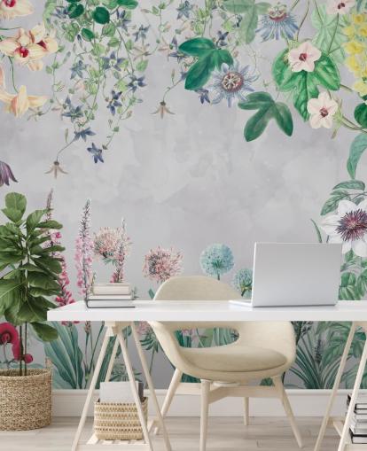wilde bloemen in een frame behang
