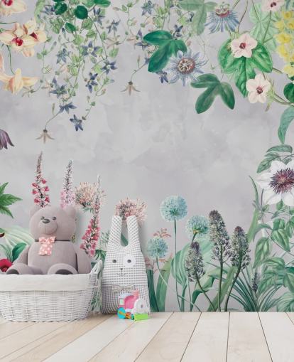 wilde Blumen in einer Rahmen-Tapete