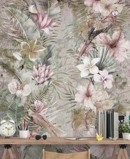 tropiske blomster og fugler tapet tropiske blomster og fugler tapet