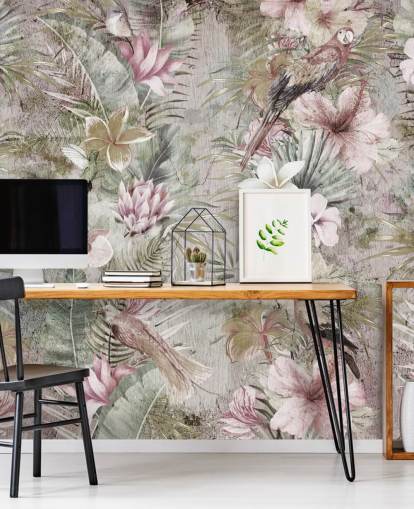 papier peint fleurs et oiseaux tropicaux papier peint fleurs et oiseaux tropicaux