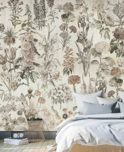 bleg eng blomster på paneler tapet bleg eng blomster på paneler tapet