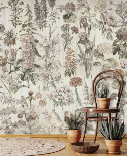 pale meadow flowers on panels wallpaper pale meadow flowers on panels wallpaper