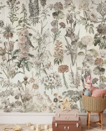 bleg eng blomster på paneler tapet bleg eng blomster på paneler tapet