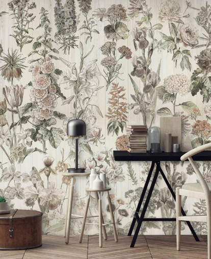 pale meadow flowers on panels wallpaper pale meadow flowers on panels wallpaper