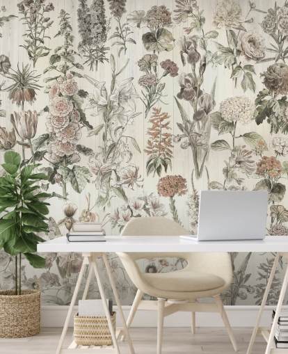 pale meadow flowers on panels wallpaper pale meadow flowers on panels wallpaper