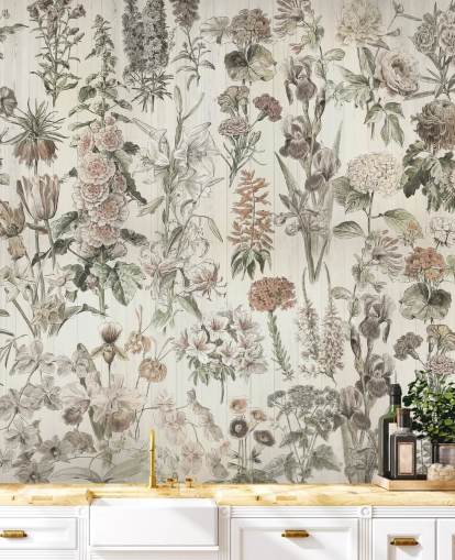 fondo de pantalla de flores pálidas pradera en paneles