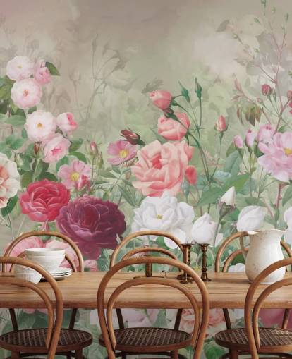 papel pintado rosa roja y rosa blanca