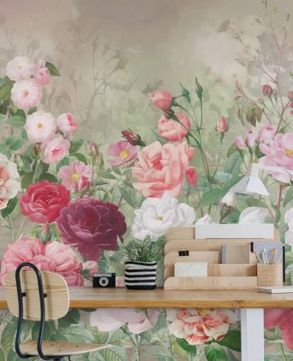 papier peint rose rouge et rose blanche