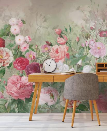 papier peint rose rouge et rose blanche