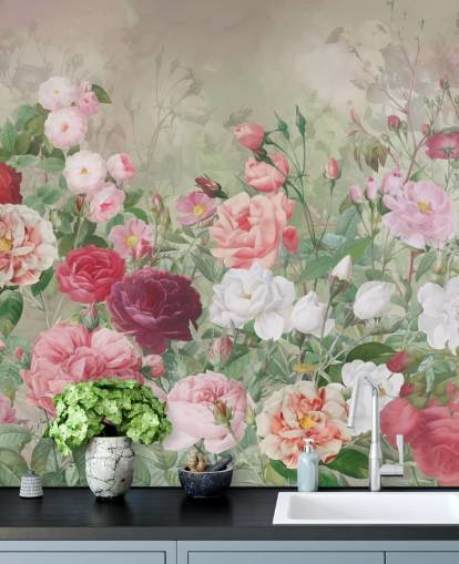 papier peint rose rouge et rose blanche