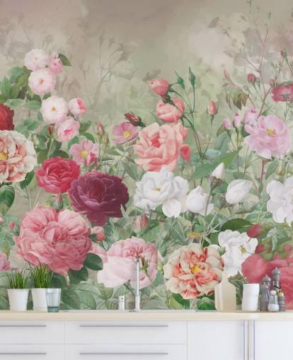 papier peint rose rouge et rose blanche