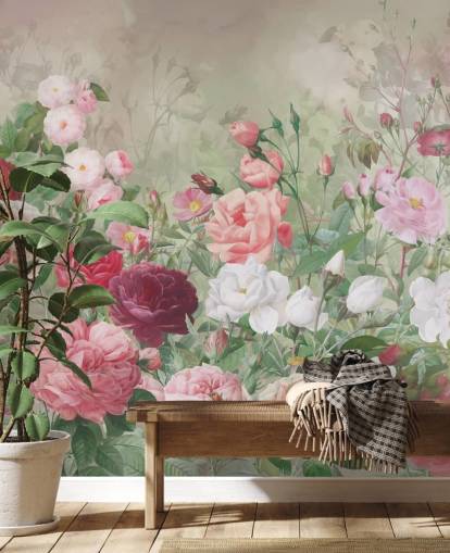 papier peint rose rouge et rose blanche