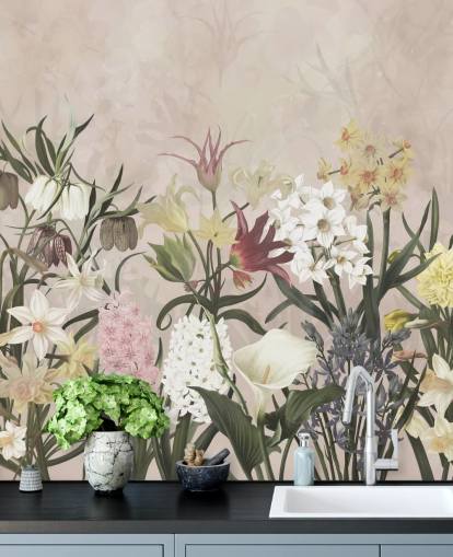 Wiese Blumen wachsen Tapete