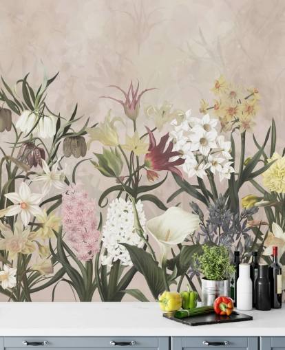 fleurs de prairie papier peint croissant