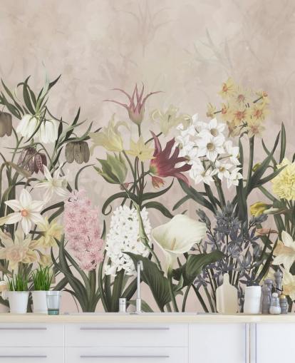 Wiese Blumen wachsen Tapete