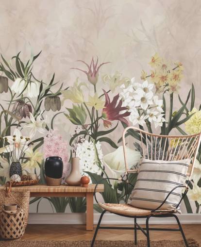 weide bloemen groeiend behang