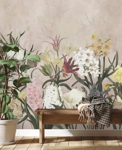 eng blomster voksende tapet
