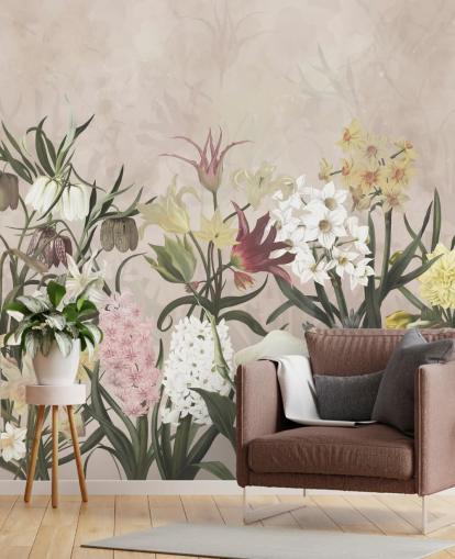 fleurs de prairie papier peint croissant