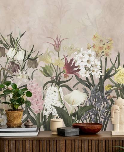 eng blomster voksende tapet