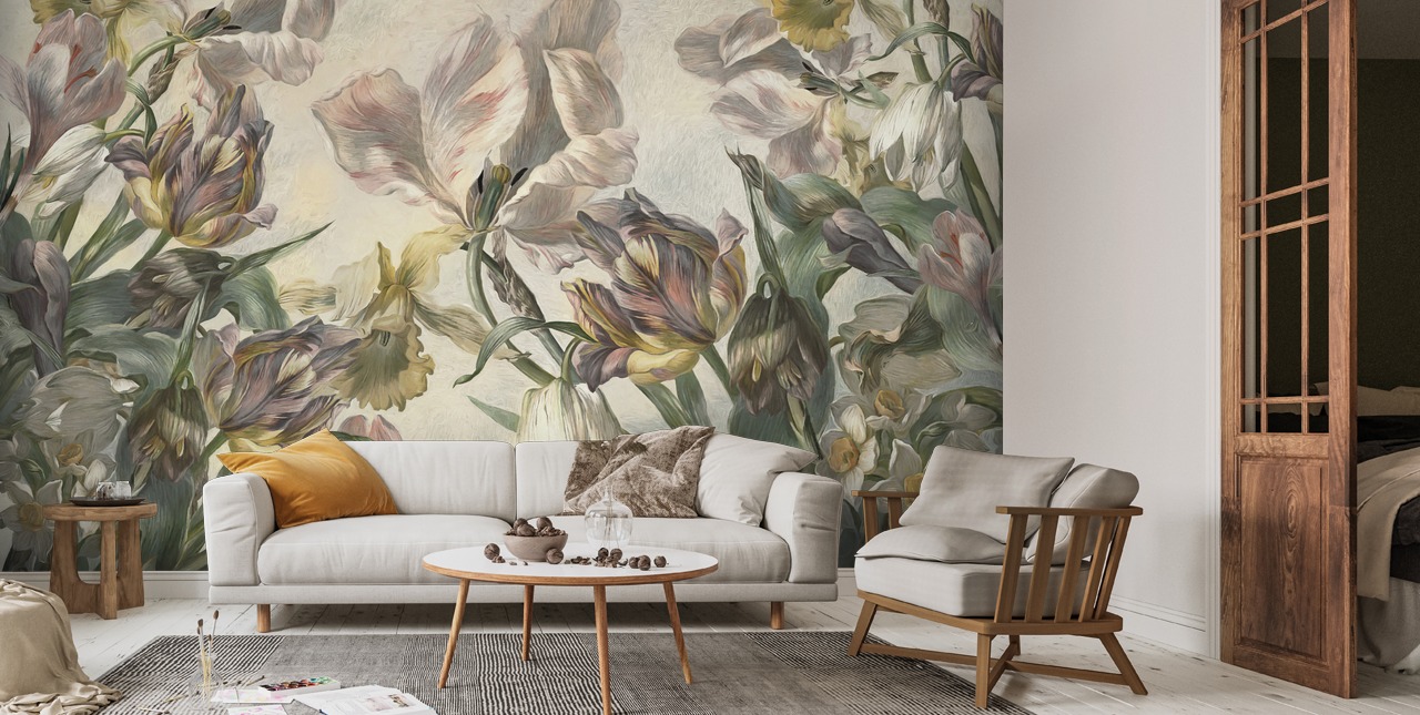 Antique Tulips Wallpaper Wallsauce UK
