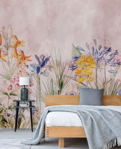 farverige vilde blomster tapet