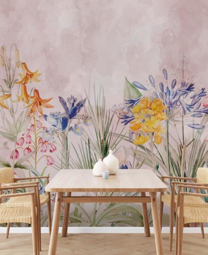 kleurrijke wilde bloemen behang kleurrijke wilde bloemen behang