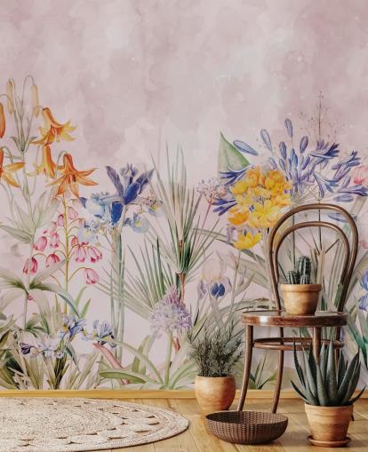 carta da parati colorata fiori selvatici