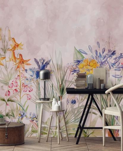 farverige vilde blomster tapet