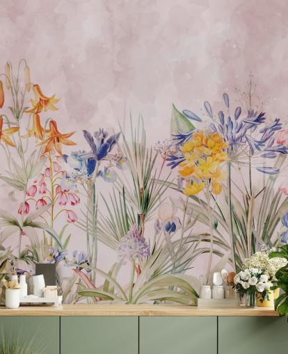 farverige vilde blomster tapet