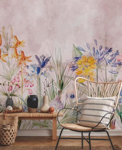 fargerike ville blomster tapet