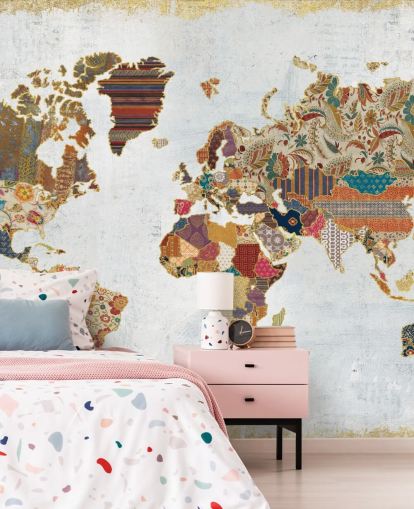 carta da parati con mappa del mondo fantasia e colorata carta da parati con mappa del mondo fantasia e colorata