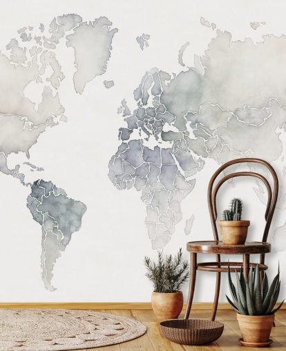 light grey world map wallpaper